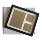 Solid Wood Three-frame BabyHands and Feet Mud Print Photo Frame with Cover — Brown Photo Frame White Mud