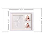 Solid Wood Three-frame BabyHands and Feet Mud Print Photo Frame with Cover — Black Photo Frame White Mud