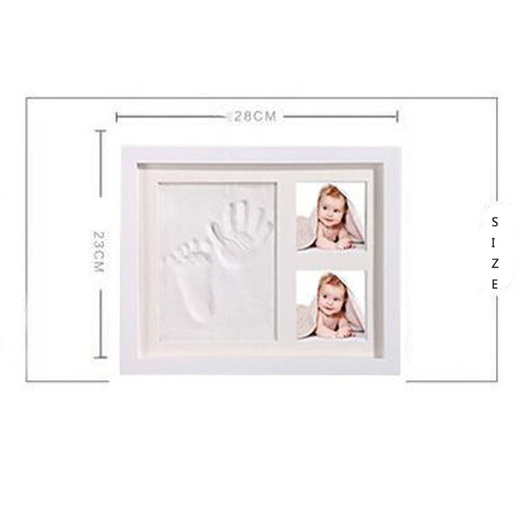 Solid Wood Three-frame BabyHands and Feet Mud Print Photo Frame with Cover — Black Photo Frame White Mud
