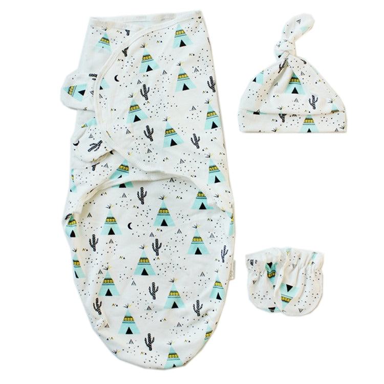 Spring Summer Cotton Baby Infant Bags Towels Sleeping Bags Knitted Cloth Cap Set — view 9