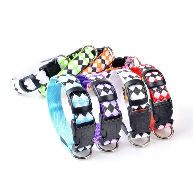 Plaid Pattern Rechargeable LED Glow Light Leads Pet Dog Collar for Small Medium Dogs — L
