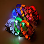 Plaid Pattern Rechargeable LED Glow Light Leads Pet Dog Collar for Small Medium Dogs — Red