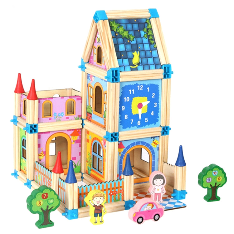 Colorful Children Toy Building Blocks Wooden Model Stereo Puzzle House