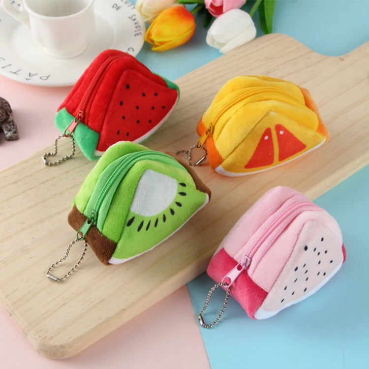 Triangle Plush Fruit Creative Three-dimensional Cute Children Change Bag Key Bag Gift — Green
