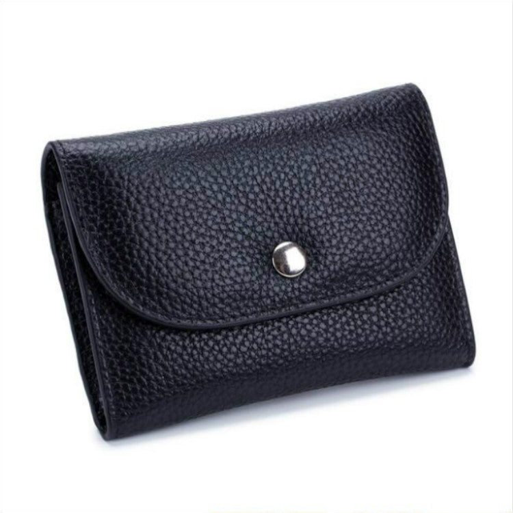 Short Mini Slim Top-grain Leather Wallet Card Bag Zip Coin Pocket