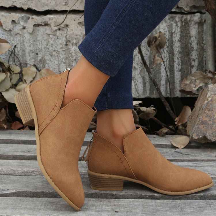 Autumn And Winter Pointed Low-Heeled Boots Women Low Tube Boots