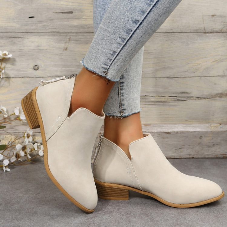 Autumn And Winter Pointed Low-Heeled Boots Women Low Tube Boots