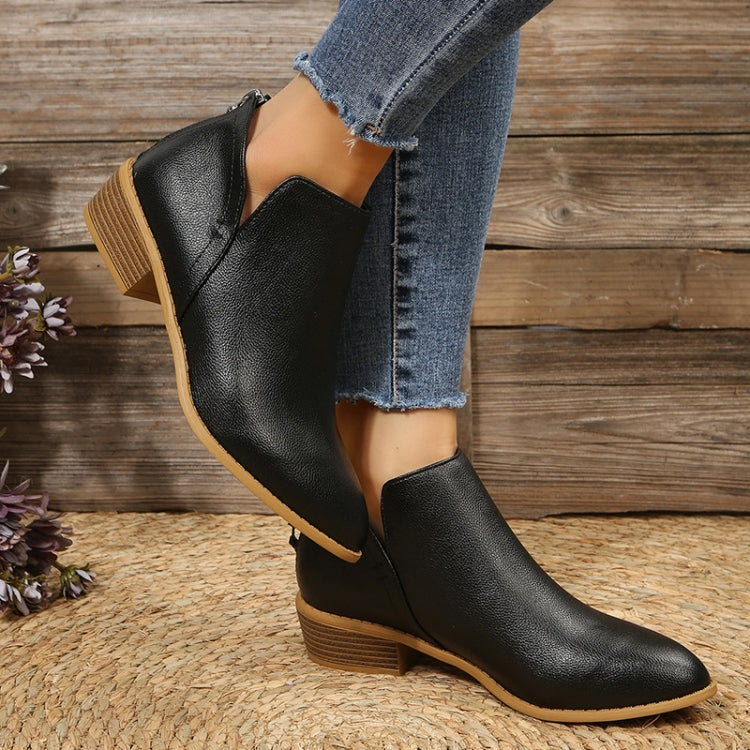 Autumn And Winter Pointed Low-Heeled Boots Women Low Tube Boots
