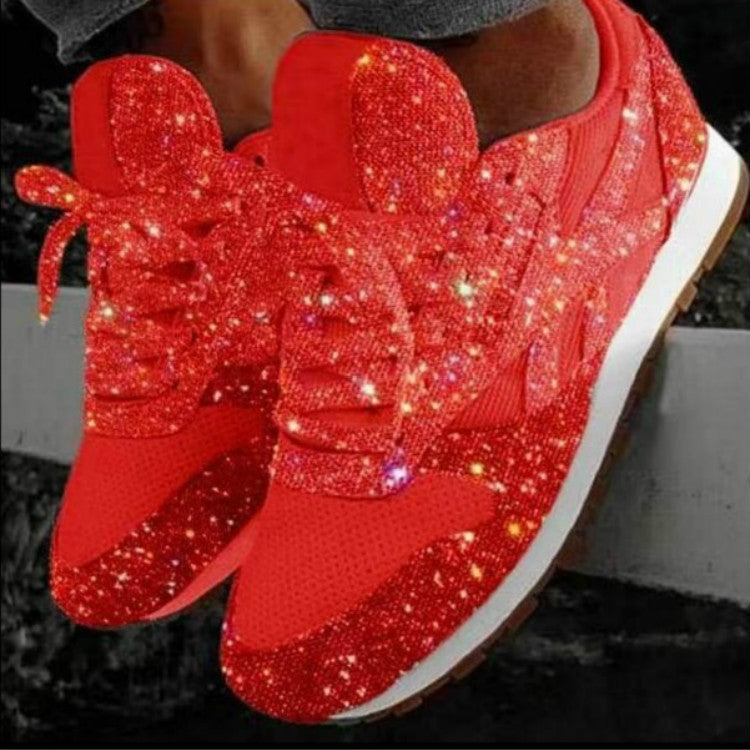 Autumn and Winter Sponge Sequins Breathable Platform Sports Shoes — Light Blue