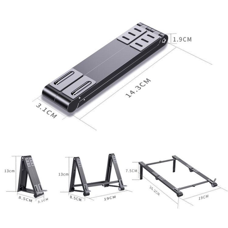 Oatsbasf 03040 Metal Mini Notebook Stand Aluminum Alloy Computer Cooling Folding Bracket