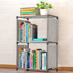 Plastic Steel Tube Multifunctional Combination Holder Student Books Shelf Floor Storage Rack — Gray