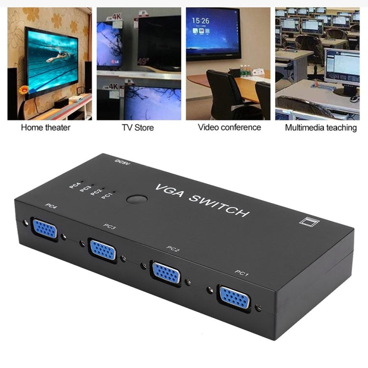 VGA Switcher with Four Inputs and One Output Computer VGA Video Converter