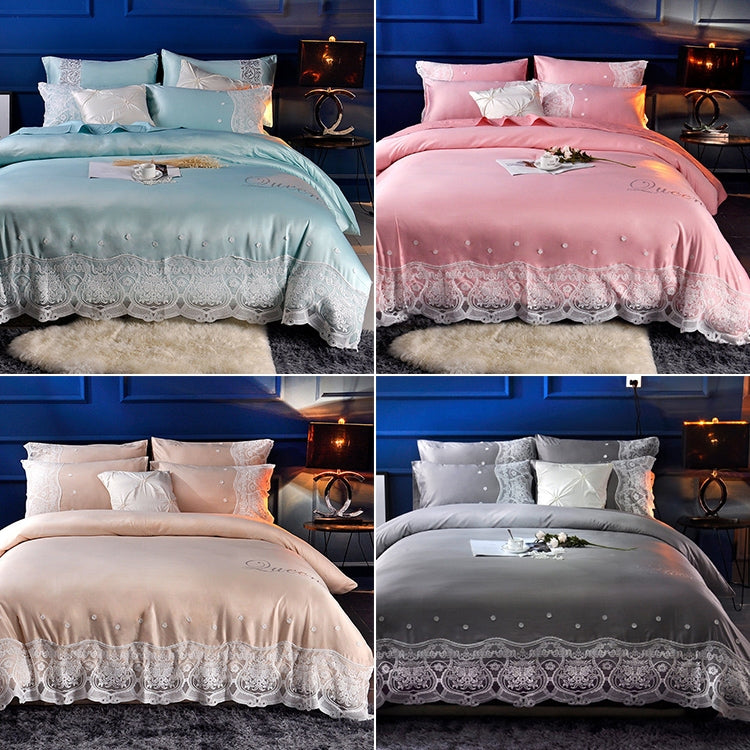 Silk Four-Piece Sheets Bed Sheet Double Nude Sleeping Quilt Cover Ice Silk Bedding — 2.0M Bed