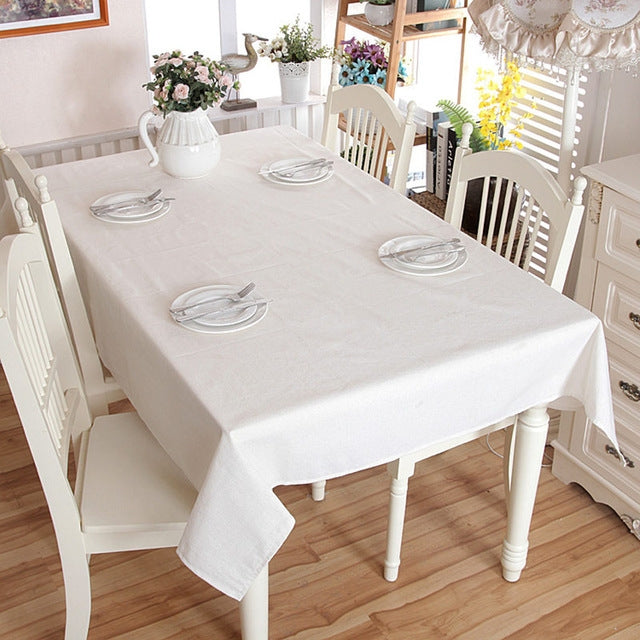 Linen Cotton Thicken Tablecloth Hem Splice Washable Coffee Dinner Table Cloth for Wedding Banquet — 120x160cm