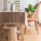 Rectangle Cotton Linen Tassels Dining Tablecloth Wedding Party Kitchen Home Decoration Table Cover — 140x160cm