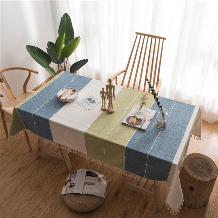 Rectangle Cotton Linen Tassels Dining Tablecloth Wedding Party Kitchen Home Decoration Table Cover — 140x220cm