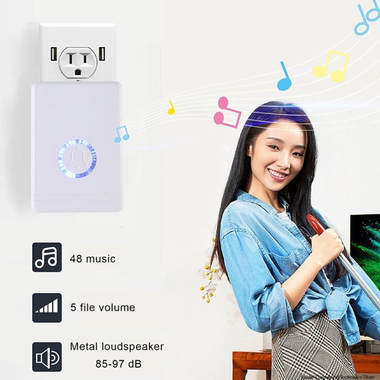Villa Home Remote Doorbell 48 Classic Music Smart Wireless Doorbell, US Plug — view 3