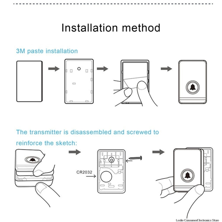 Villa Home Remote Doorbell 48 Classic Music Smart Wireless Doorbell, US Plug — view 7