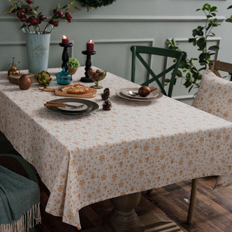 Linen Cotton Christmas Party Tablecloth Rectangle Bronzing Dinning Table Cover — view 20