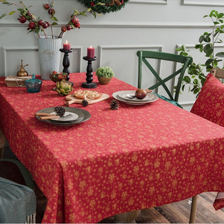 Linen Cotton Christmas Party Tablecloth Rectangle Bronzing Dinning Table Cover — view 22