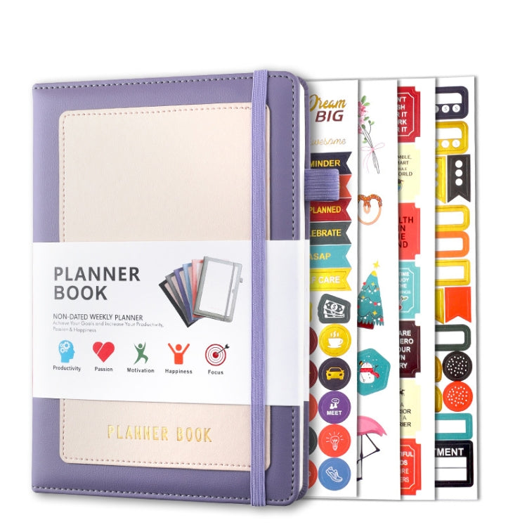 YMX-018 A5 Weekly Plan Monthly Plan Book Self-Regulation Strap Notebook — Black