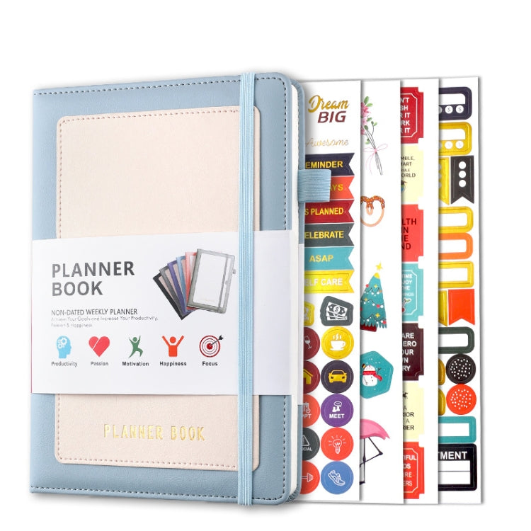 YMX-018 A5 Weekly Plan Monthly Plan Book Self-Regulation Strap Notebook — Sky Blue