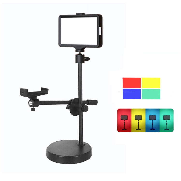 6 Inch 3200-5500K Three-color Temperature Photography Flat-panel Live Fill Light, Spec: — 2.1m Bracket+Bluetooth RC