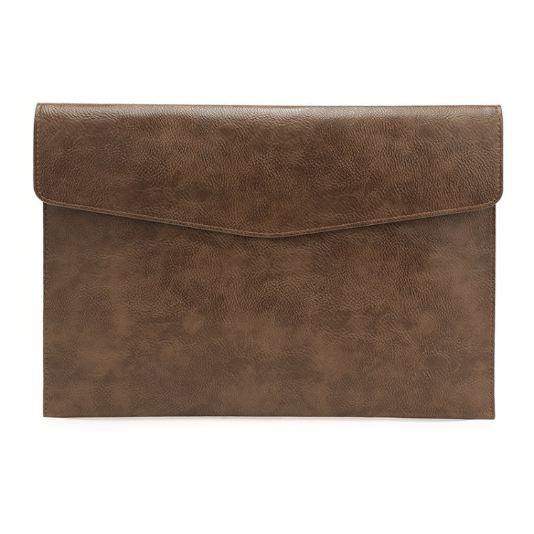 PU Leather Litchi Pattern Sleeve Case For 14 Inch Laptop, Style: — Single Bag (Light Brown)
