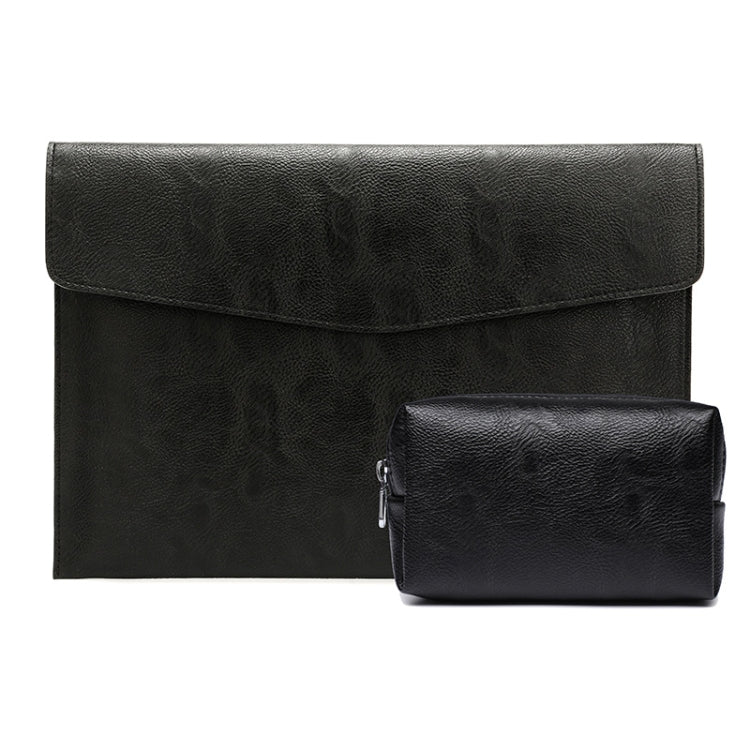 PU Leather Litchi Pattern Sleeve Case For 14 Inch Laptop, Style: — Liner Bag + Power Bag  (Dark Brown)