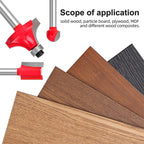 Woodworking Milling Cutter Set Trimming Machine Head Electric Wood Milling Engraving Machine Cutter — Red 1/2 Handle 12PCS
