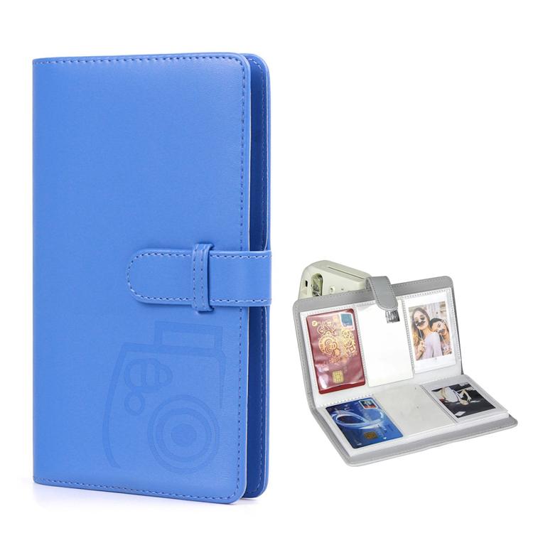 3-Inch Photo Album Holds 96 Photos PU Leather Large Capacity Storage Case with Multi-Pocket Pages — Gray