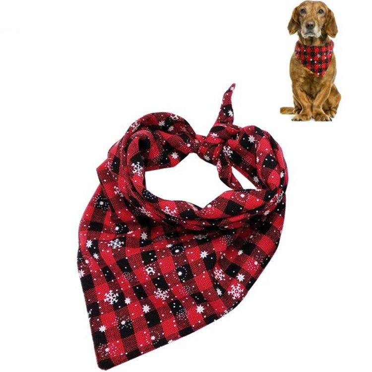Pet Triangle Towel Christmas Snowflake Dog Saliva Towel