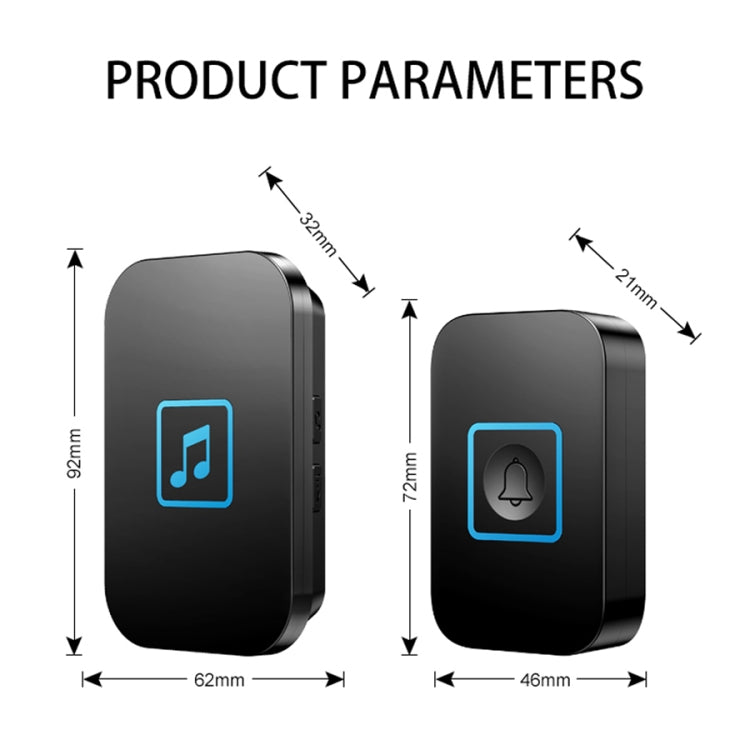 CACAZI A86 Electronic Music Remote Control Doorbell One For One AC Wireless Doorbell