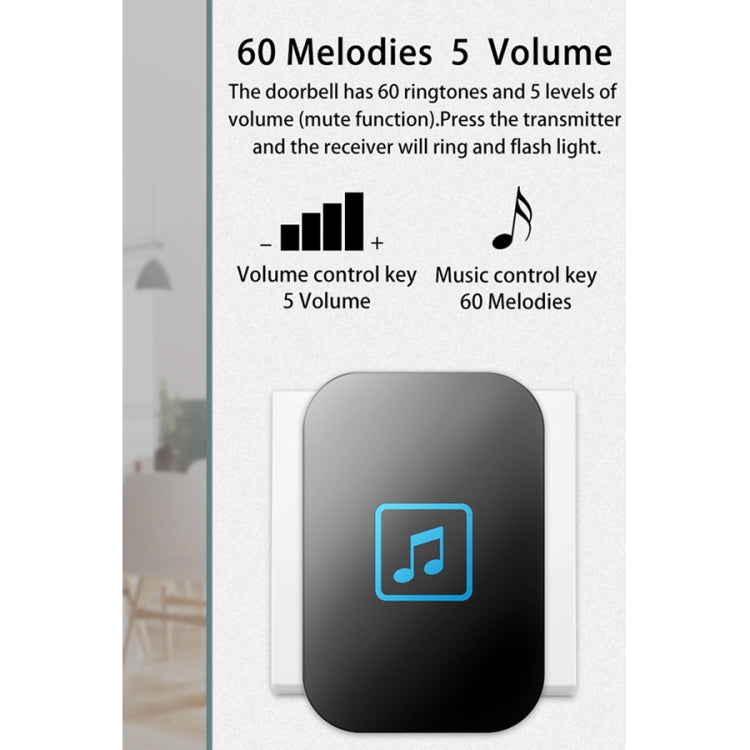 CACAZI A86 Electronic Music Remote Control Doorbell One For One AC Wireless Doorbell