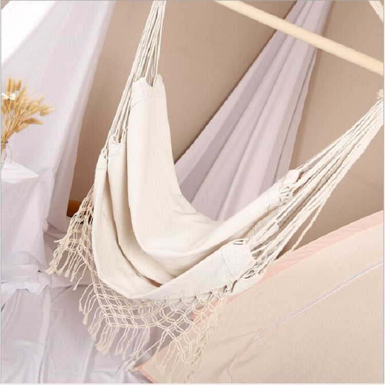 Fringed Hammock Dormitory Indoor Hanging Hammock Garden Courtyard Swing Chair — without Pillow