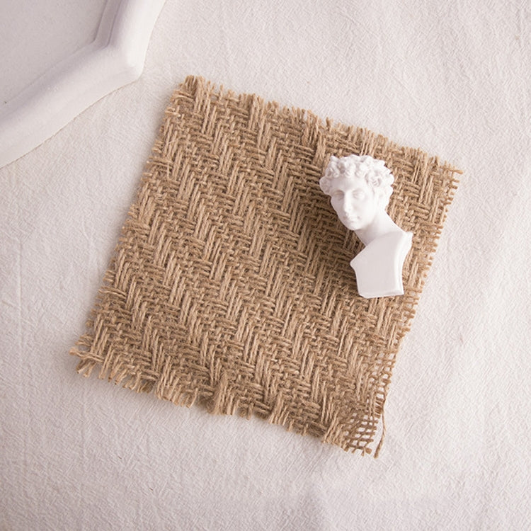 10 PCS 12x12cm Torn Edges Vintage Coarse Jute Scented Candle Coaster Photography Decoration Props — view 7