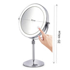 Desktop Double-SidedRound LED Luminous Makeup Mirror Liftable Magnifying Mirror