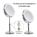 Desktop Double-SidedRound LED Luminous Makeup Mirror Liftable Magnifying Mirror