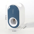 Automatic Toothpaste Squeezing Wall-mounted Toothpaste Rack — White+Ocean Blue