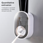 Automatic Toothpaste Squeezing Wall-mounted Toothpaste Rack — Black+White