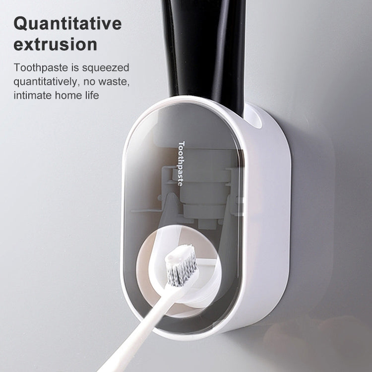 Automatic Toothpaste Squeezing Wall-mounted Toothpaste Rack — Black+White