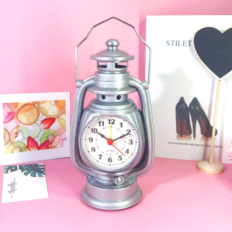Retro Table Oil Lamp Small Alarm Clock Desktop Table Clock Living Room Decoration Supplies Office Craft Jewelry
