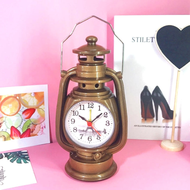 Retro Table Oil Lamp Small Alarm Clock Desktop Table Clock Living Room Decoration Supplies Office Craft Jewelry