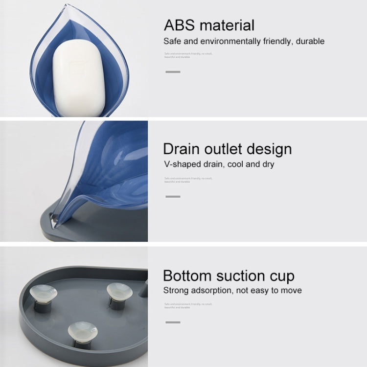 5 PCS Creative Bathroom Free Punching Sucker Transparent Leaf Drain Soap Storage Box — Blue