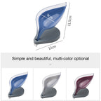 5 PCS Creative Bathroom Free Punching Sucker Transparent Leaf Drain Soap Storage Box — Purple