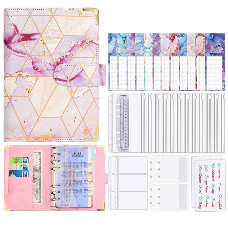 A6 Loose-leaf Notebook Budget Book Marbled Handbook, Style: