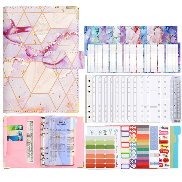 A6 Loose-leaf Notebook Budget Book Marbled Handbook, Style: