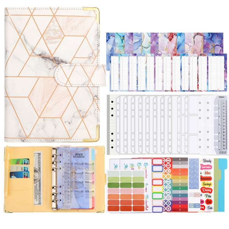 A6 Loose-leaf Notebook Budget Book Marbled Handbook, Style: