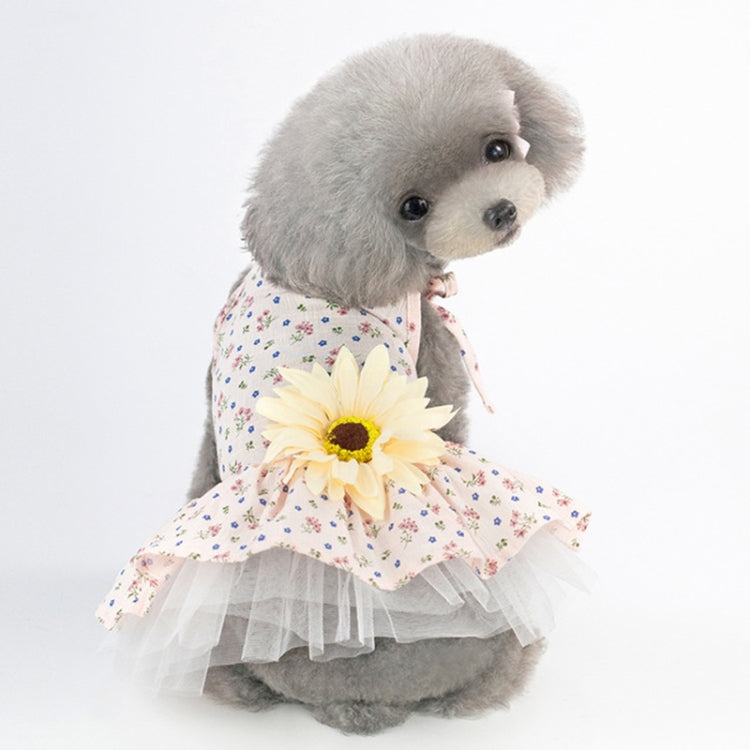 Pet Clothing Dog Cat Spring and Summer Breathable Daisy Skirt — Yellow Flower