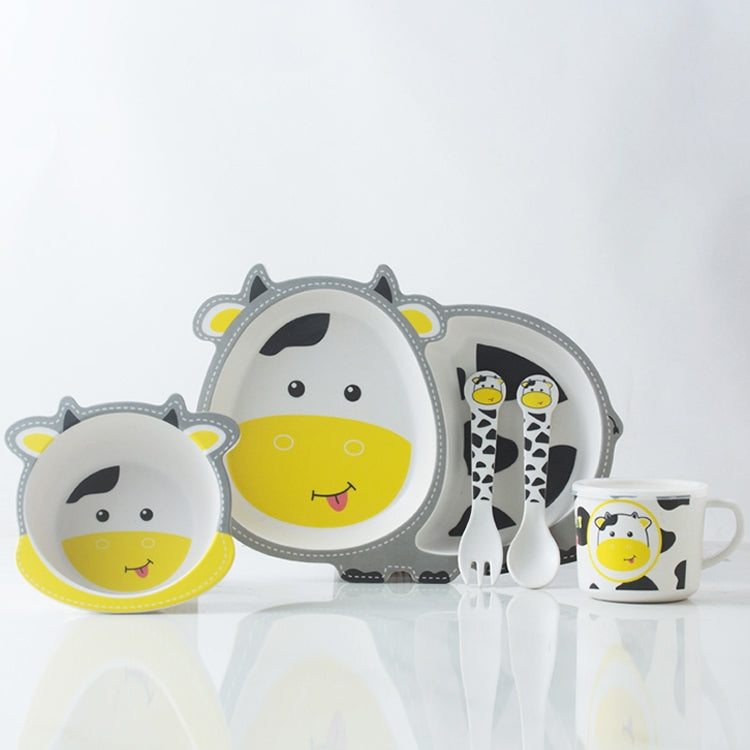 Bamboo Fiber Children Tableware Set Household Cute Cartoon Baby Food Supplement Plate Set — 045 Frog